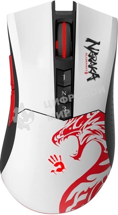 Мышь беспроводная A4Tech Bloody R90 Plus Naraka белый, 5000 dpi, радиоканал, USB, кнопки - 8