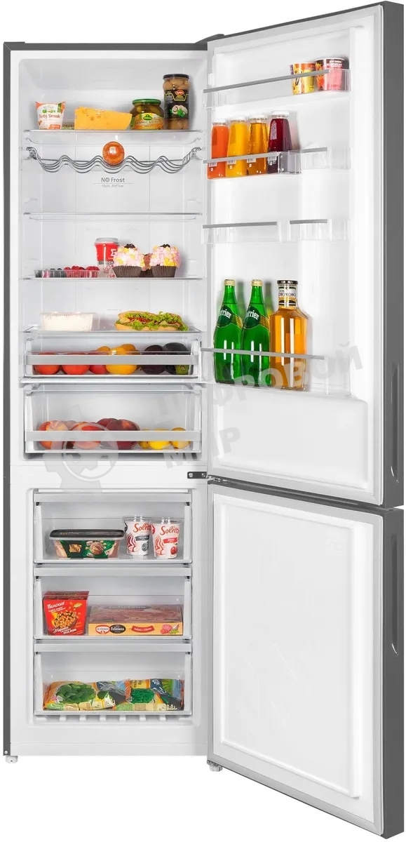 Холодильник Maunfeld MFF200NFSE нержавеющая сталь двухкамерный 271/106л морозилка снизу