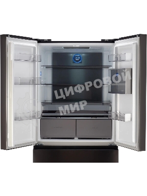 Холодильник Hyundai CM55043F черная сталь трехкамерный 354/186л морозилка снизу, No Frost, Side by Side