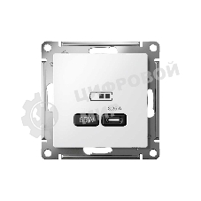 Розетка USB SE тип-C 65W высокоскор. заряд. QC, PD, мех. AtlasDesign белый