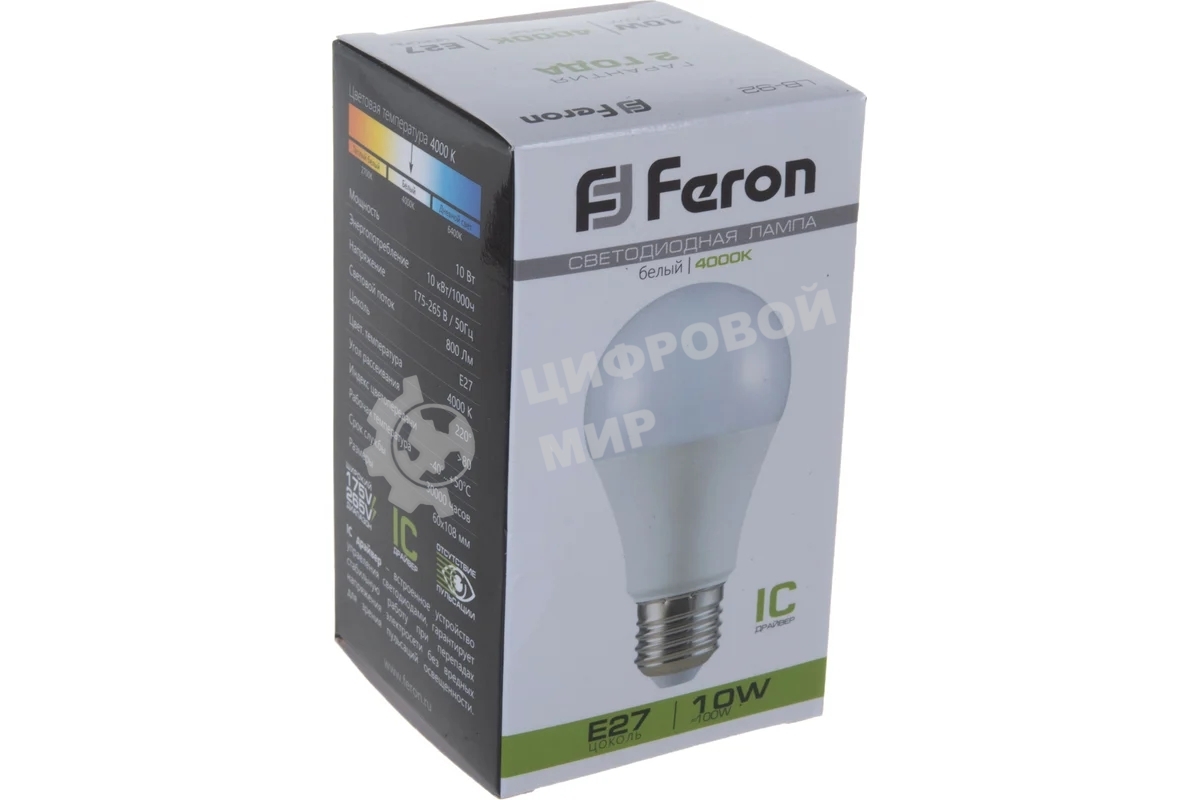 Лампа светодиодная Feron LB-92 10W 230V E27 4000K A60