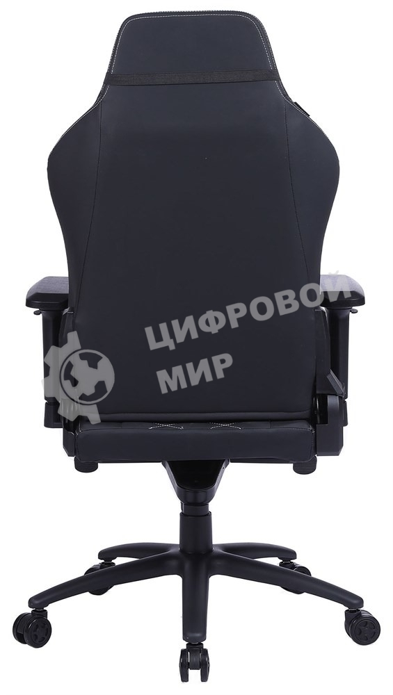 Кресло игровое Cactus CS-CHR-0112BL черный, сиденье черный, эко.кожа, с подголов. крестовина металл, пластик черный