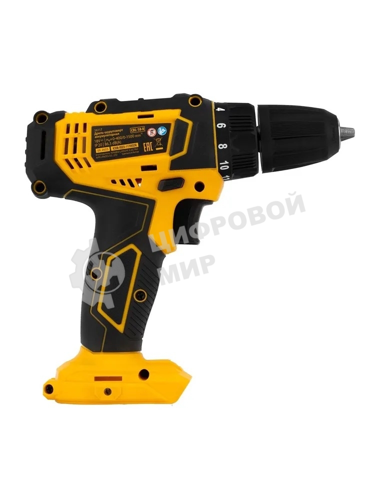 Дрель-шуруповерт Denzel CDL-18-0, Аккумуляторная, 18В, Без АКБ и ЗУ