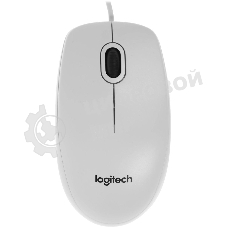 Мышь проводная Logitech B100 белый, 1000 dpi, USB, кнопки - 3