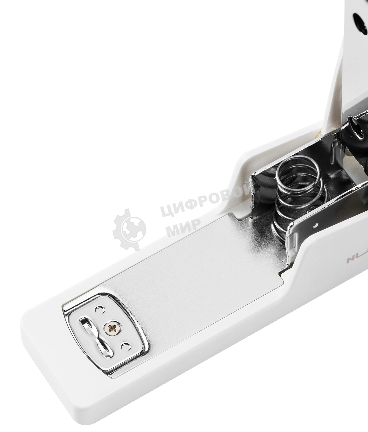 Степлер Deli ENS084 Nusign 24/6 26/6 (20 листов) белый, 100 скоб, коробка