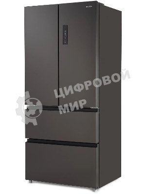 Холодильник Hyundai CM55043F черная сталь трехкамерный 354/186л морозилка снизу, No Frost, Side by Side