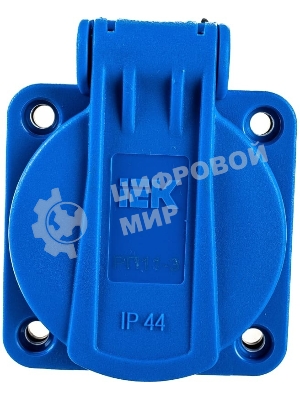 Розетка панельная IEK MAGNUM PSN71-016-3-2-44-K07 2P+PE 16А IP44 РП11-3 с защ. крышкой с заземл. син.