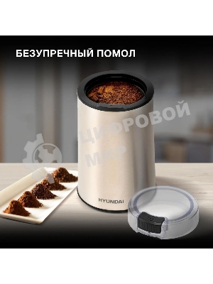 Кофемолка Hyundai HYC-G5261 200Вт сист.помол.:ротац.нож вместим.:60гр серебристый