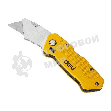 Строительный складной нож с Т-образным лезвием Deli DL006Z в комплекте 6 лезвий, сталь SK2, рукоятка из цинкового сплава