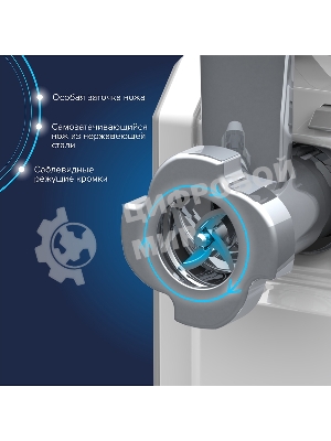 Мясорубка электрическая Аксион М43.02  белый / серый, 1900 Вт, 2.0 кг/мин, реверс, защита от перегрузки, насадки - 8