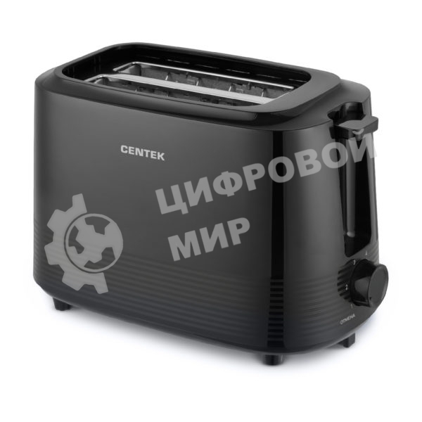 Тостер Centek CT-1433 черный, 750 Вт, 2 слота