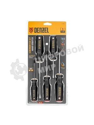 Набор отверток Denzel 5 шт., PH+SL, S2, 3к рукоятка