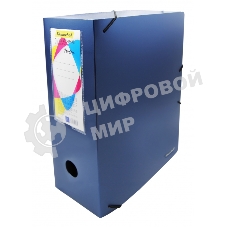 Папка архивная на резинке Silwerhof Perlen 311915-74 полипропилен 1мм корешок 100мм A4 синий металлик