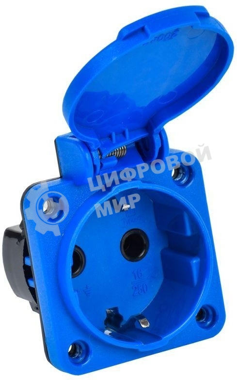 Розетка панельная IEK MAGNUM PSN71-016-3-2-44-K07 2P+PE 16А IP44 РП11-3 с защ. крышкой с заземл. син.
