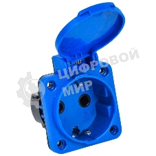 Розетка панельная IEK MAGNUM PSN71-016-3-2-44-K07 2P+PE 16А IP44 РП11-3 с защ. крышкой с заземл. син.