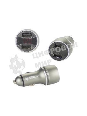 Сетевое зарядное устройство NOVA BRIGHT для моб.устройств, 2 USB-порта, 2100мА + цифровой LED вольтметр, 12/24В 46898