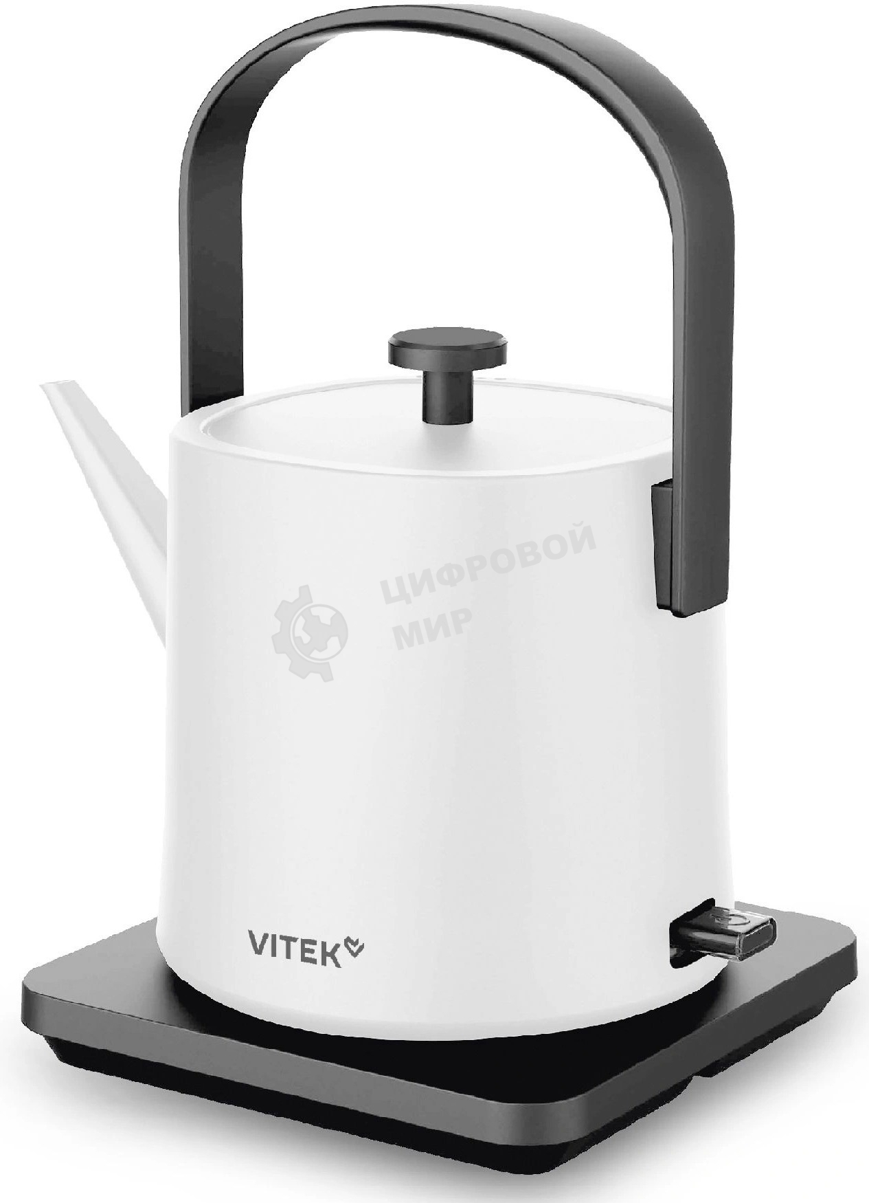 Чайник электрический Vitek VT-WK1001 0.8л. 1000Вт белый/черный корпус: металл