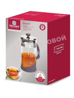 Френч-пресс Rondell Akzent RDS-937, 0.6 л, стальной
