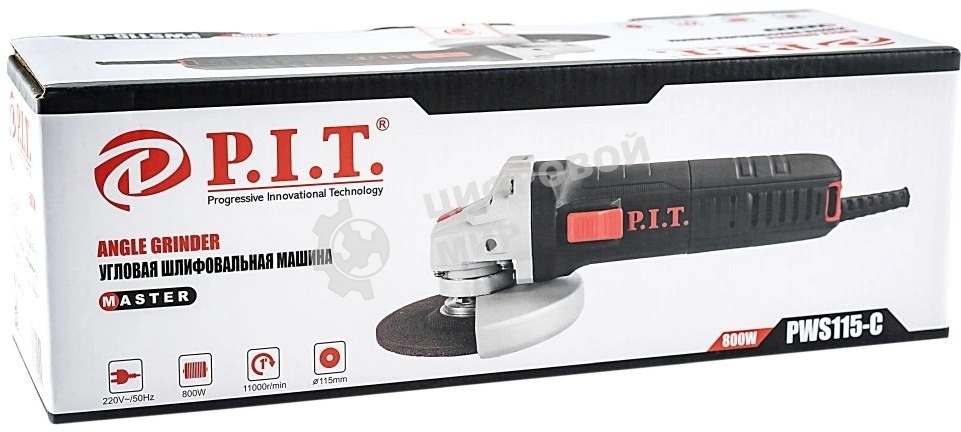 Угловая шлифовальная машина P.I.T. PWS115-C 800Вт 11000об/мин рез.шпин.:M14 d=115мм