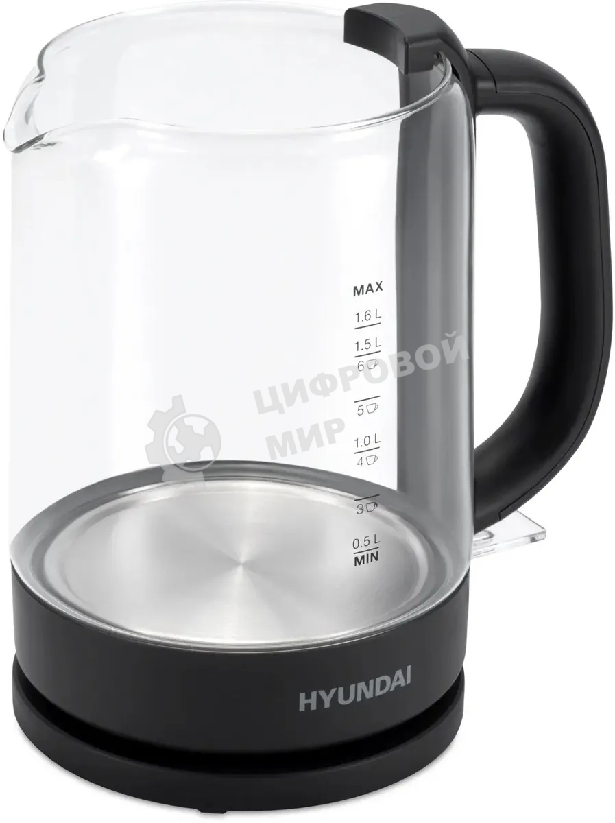 Чайник электрический Hyundai HYK-G3402 1.7л. 2200Вт серый/серебристый (корпус: стекло)
