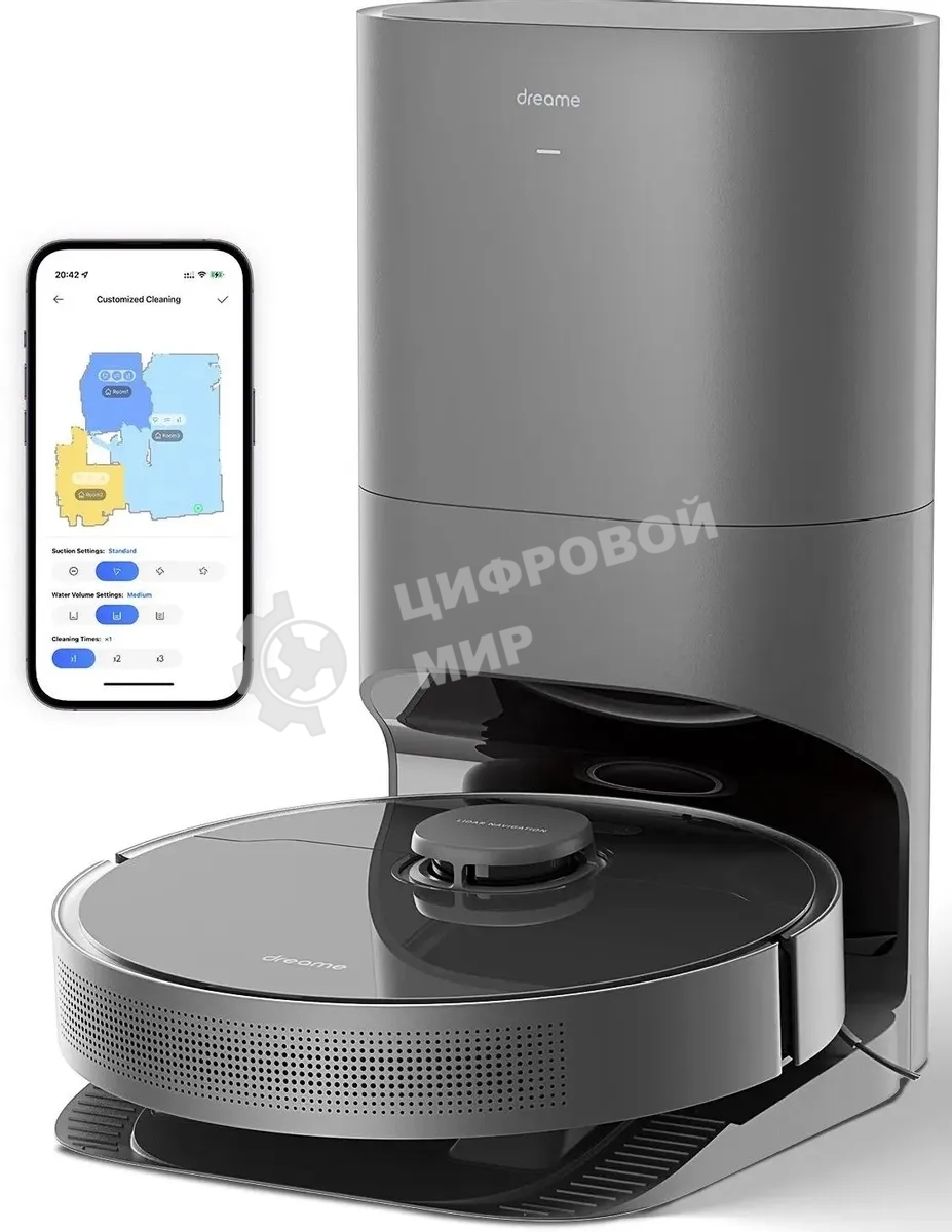 Робот-пылесос Dreame RLS6AD D10S Plus черный, 46 Вт, 5200 мА·ч Li-Ion, уборка сухая/влажная, пылесборник контейнер 0.4 л