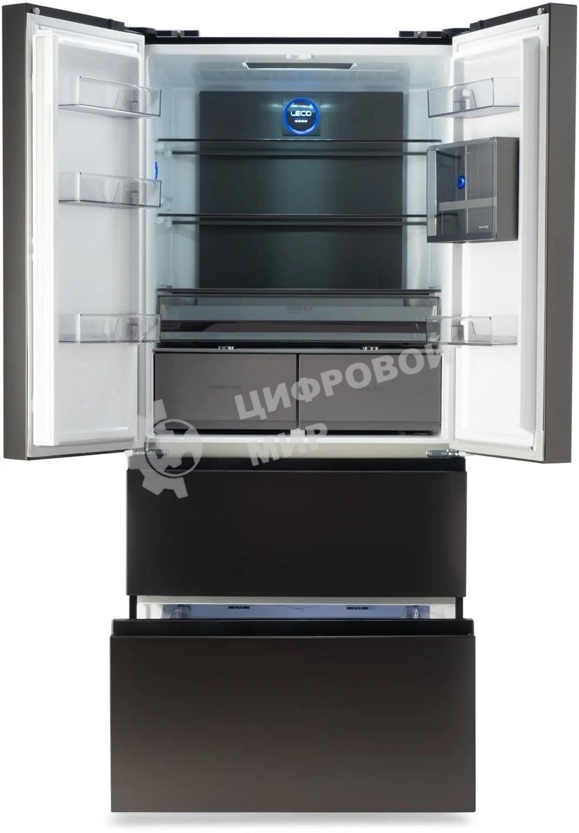 Холодильник Hyundai CM55043F черная сталь трехкамерный 354/186л морозилка снизу, No Frost, Side by Side
