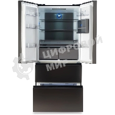 Холодильник Hyundai CM55043F черная сталь трехкамерный 354/186л морозилка снизу, No Frost, Side by Side