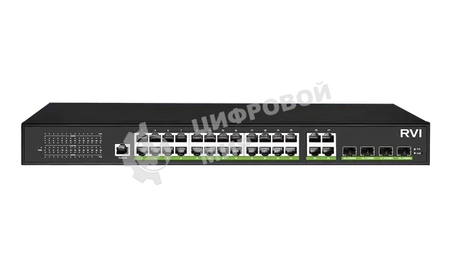 Коммутатор RVi RVi-1NSM24G-4C, 24×1 Гбит/с PoE + 4×1 Гбит/с SFP (Combo), управляемый
