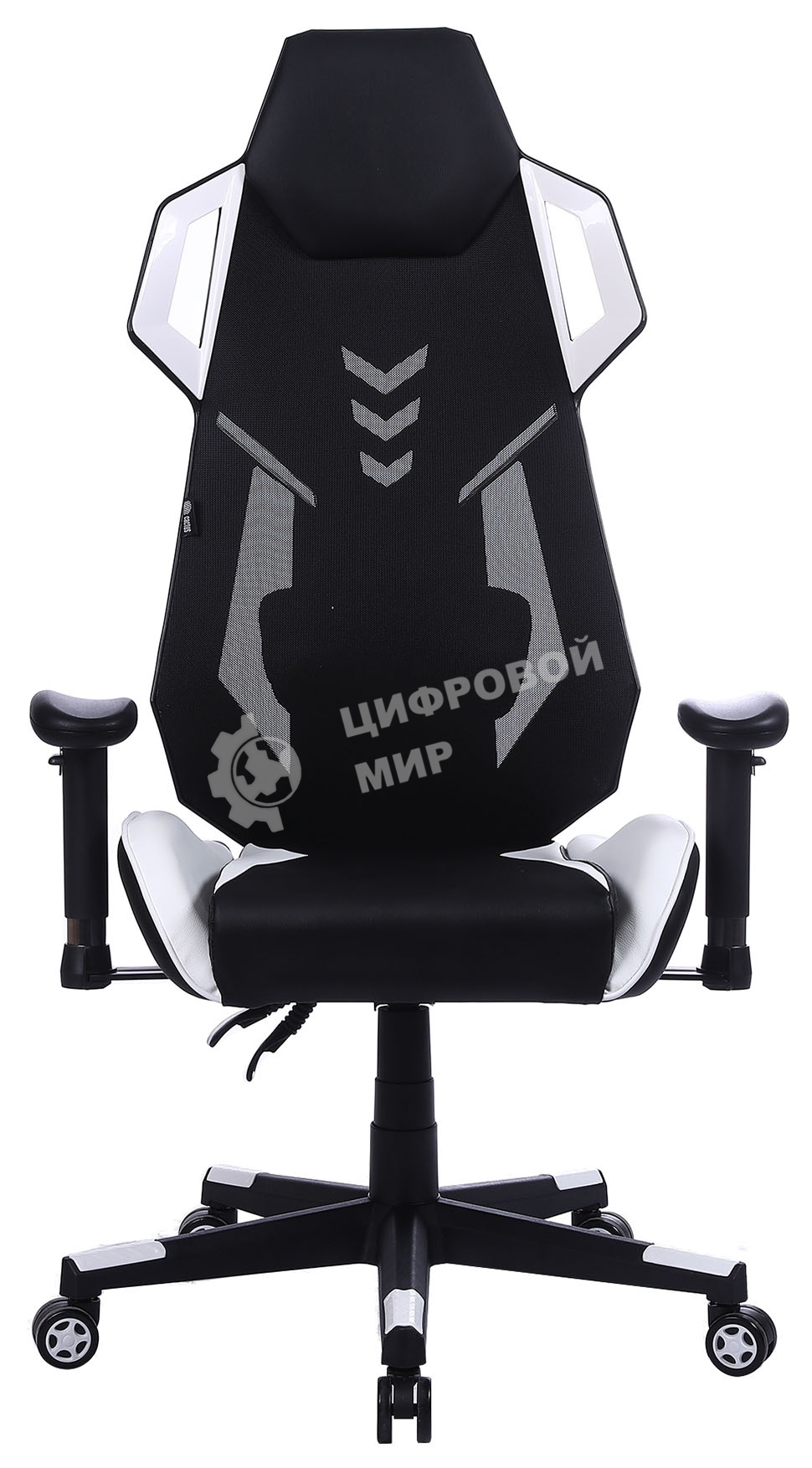 Кресло игровое Cactus CS-CHR-090BLW черный/белый, сиденье черный/белый, эко.кожа, крестовина пластик, пластик черный/белый