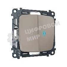 MO364060 Комплект механизма 2-кл выключателя с самовозвратом с подсветкой 10000K OMEGA Серо-бежевый матовый QUANT (OP3640, VM129, G17B)