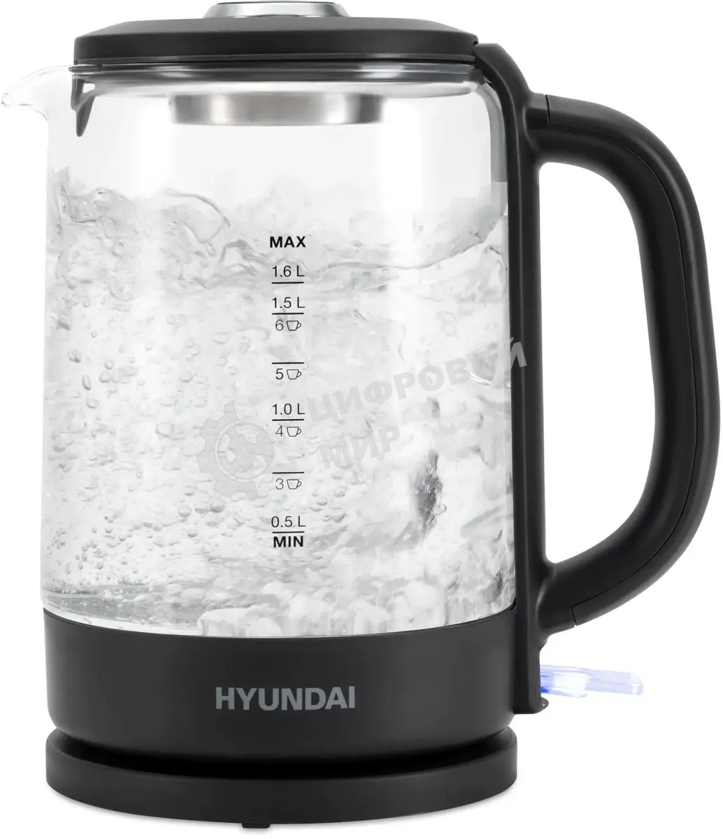 Чайник электрический Hyundai HYK-G3402 1.7л. 2200Вт серый/серебристый (корпус: стекло)