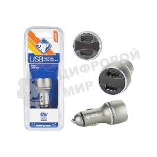 Сетевое зарядное устройство NOVA BRIGHT для моб.устройств, 2 USB-порта, 2100мА + цифровой LED вольтметр, 12/24В 46898