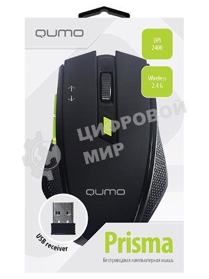 Мышь беспроводная Qumo Office Prisma Black M85 черный, 2400 dpi, радиоканал, USB, кнопки - 7