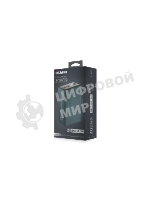 Портативный аккумулятор OLMIO QX-30, 30000mAh, 22.5W, QuickCharge3.0/PowerDelivery, LCD, темно-зеленый