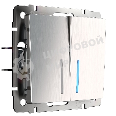 Выключатель двухклавишный с подсветкой WERKEL (глянцевый никель) W1120102