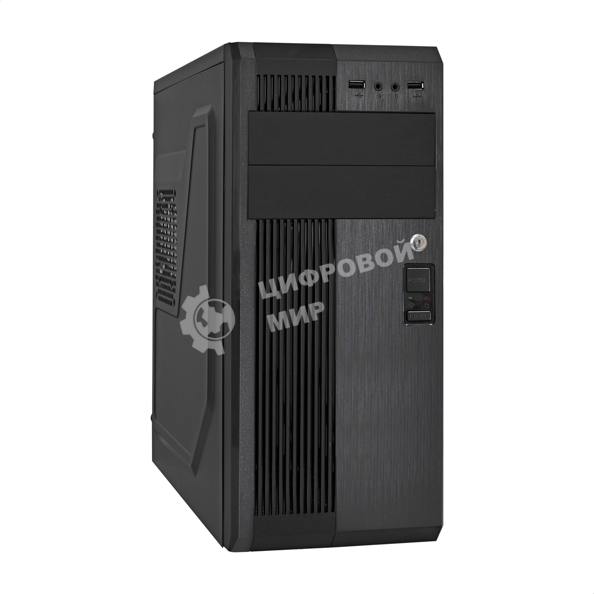 Компьютерный корпус Miditower ExeGate UN-605B Black, ATX, (UN400, 120мм), 2*USB, Audio, замок блокировки кнопки питания