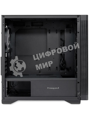 Компьютерный корпус без блока питания HSPD M320, Mesh Mini-tower, черный, slide TG, 0.45 SPCC, 2x140мм ARGb+1x120мм ARGb mATX, mITX 160/340/184мм 2x2.5