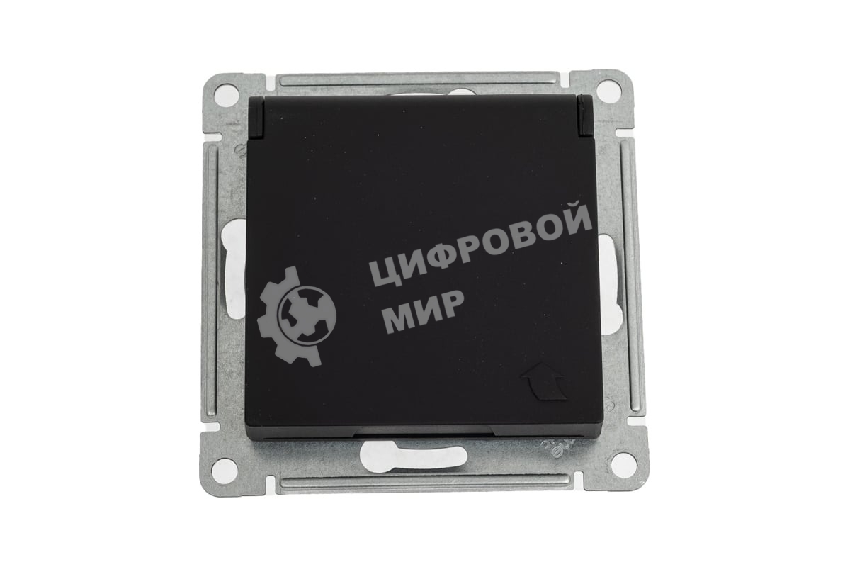 Механизм розетки 1-м СП AtlasDesign 16А IP20 с заземл. защ. шторки с крышкой карбон