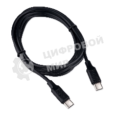 Кабель USB2.0 Cablexpert CC-USB2-CMCM-60-1.8M, Type-C/Type-C, 3A, 60Вт, PD/QC3.0, медь, 1.8м, черный, пакет