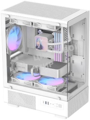 Корпус Formula Crystal Z1CM v2 белый без БП mATX 5x120мм 1xUSB3.0 audio bott PSU