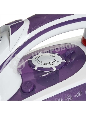 Утюг Delta LUX DL-352 белый с фиолетовым, 2200 Вт, 30 г/мин, 140 г/мин, 300 мл