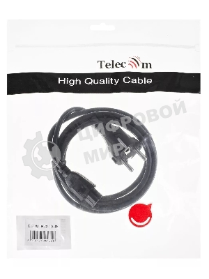 Кабель питания для ноутбуков Telecom 1.8m, 3-pin, с заземлением, 220V (Европейский стандарт)