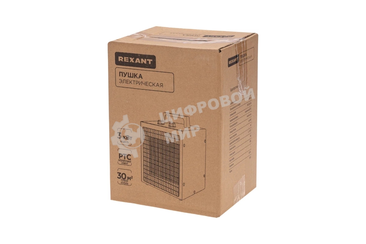 Пушка тепловая электрическая Rexant квадратная, PTC, 3кВт