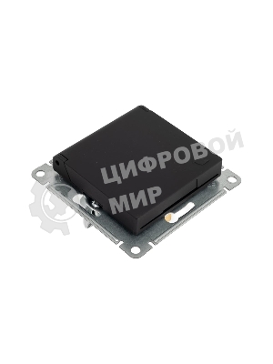 Механизм розетки 1-м СП AtlasDesign 16А IP20 с заземл. защ. шторки с крышкой карбон