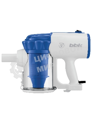 Пылесос вертикальный BBK BV2512 белый/синий, питание от сети, 100 Вт, уборка сухая, пылесборник 0.5 л