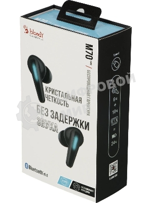 Наушники TWS A4Tech Bloody M70 черный/синий, внутриканальные, Bluetooth, до 24 ч