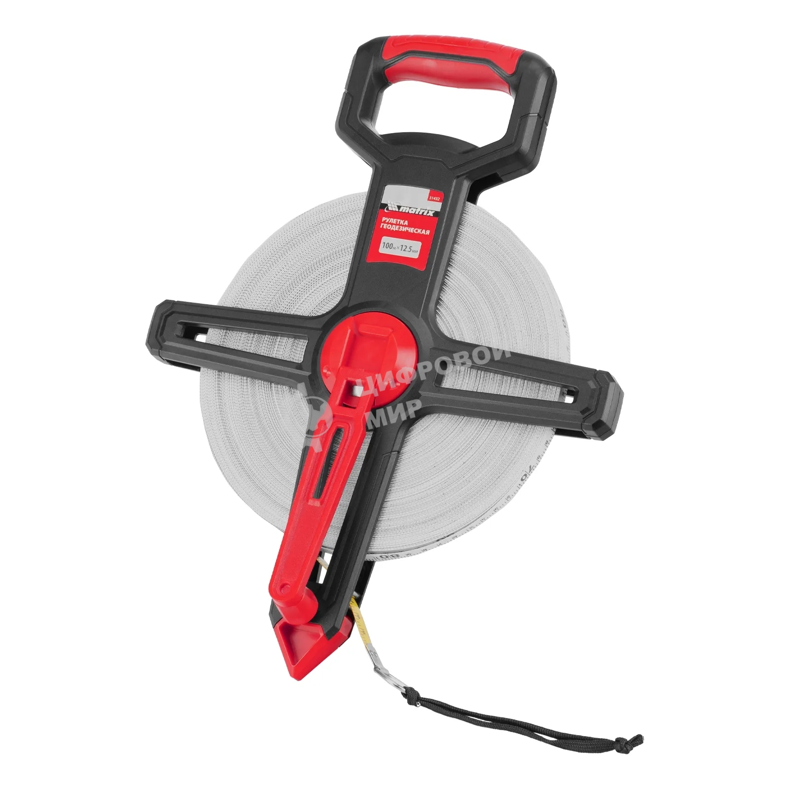 Рулетка геодезическая Matrix 100 м х 12,5 мм, открытый корпус, фиберглассовая лента