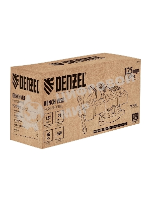 Тиски слесарные Denzel BVH-125, 125 мм, поворотные, стальная направляющая, с наковальней