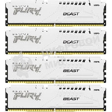Оперативная память Kingston Fury Beast, DDR5, 64Gb (4x16 Gb), 6000 MHz, CL40, DIMM, радиатор, белый