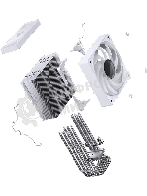 Кулер для процессора JONSBO CR-1000 V2 PRO ARGB (230W, 4-pin PWM, 157мм, Al/Cu, 6x6мм, ARGB, 1x120мм, 59.48CFM, 32.0dBA, 1500RPM, S: 1700/1200/115X, AM4/AM5 белый)